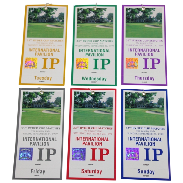 1999 Ryder Cup At The Country Club Full Ticket Set