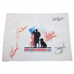 Jack Nicklaus, Jim Furyk & Three (3) Others Signed K9s For Warriors Mini Flag JSA ALOA