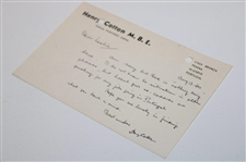 Henry Cotton Signed Hand-Written Note to Les Bolland - August 13, 1980 JSA ALOA