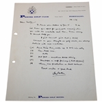 Henry Cotton Signed Hand-Written Note to Les Bolland - January 28, 1979 JSA ALOA