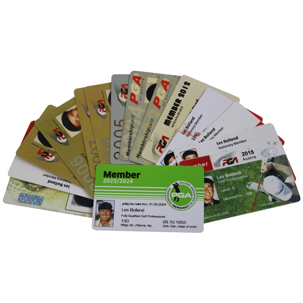 Fifteen (15) Various Membership Cards from 2003-2024 - Les Bolland Collection