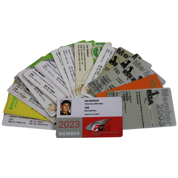 Twenty (20) Various Membership Cards from 1980-2023 - Les Bolland Collection