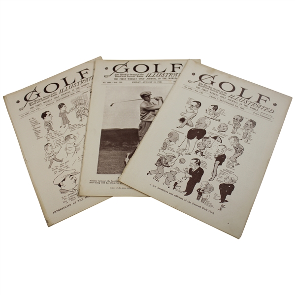 Three (3) 1930 August/September (2) Golf Illustrated Weekly Journals/Magazines