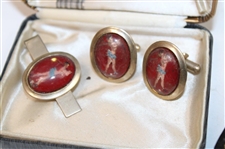 Three (3) Sets Of Golf Theme Cuff Links