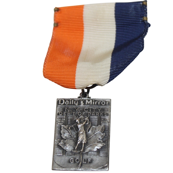 1956 Sterling Silver N.Y. City Dept of Parks Daily Mirror Womens Golf Medal w/Ribbon