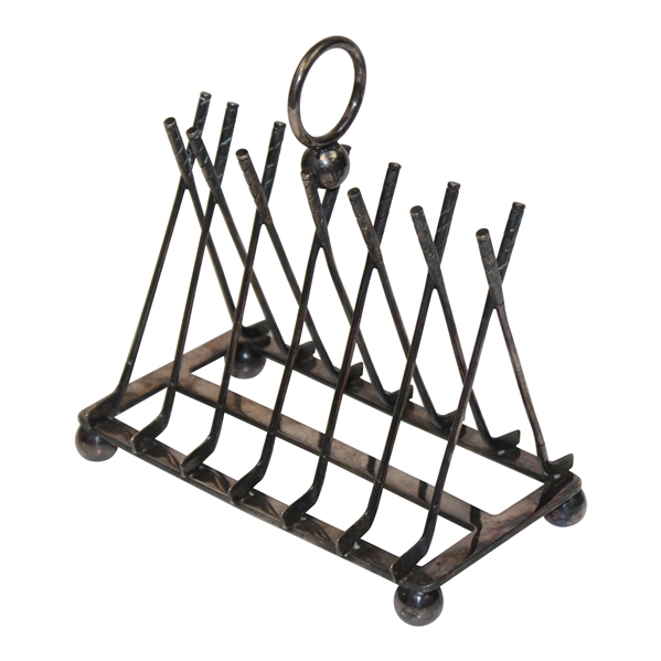 Vintage Crossed Clubs with Golf Ball Ring Silver Toast Rack