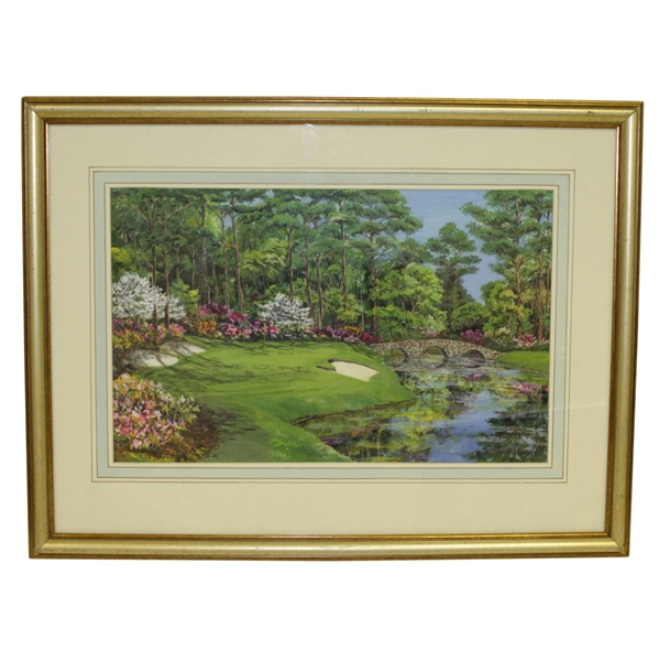 Original Augusta National Hole 12 Golden Bell Watercolor Painting by Artist Bill Waugh 