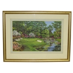 Original Augusta National Hole 12 Golden Bell Watercolor Painting by Artist Bill Waugh 