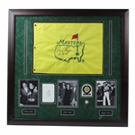 Gary Player Signed Undated Masters Embroidered Flag Presentation With Dates - Framed JSA ALOA