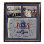 Arnold Palmer & 27 Others Signed The Chrysler Cup Flag And Photos - Framed JSA ALOA