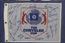 Arnold Palmer & 27 Others Signed The Chrysler Cup Flag And Photos - Framed JSA ALOA