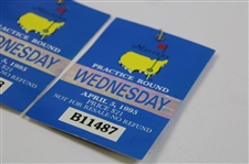 Two (2) 1995 Masters Tournament Wednesday Practice Round Tickets