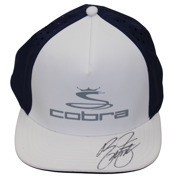 Rickie Fowler Signed White with Navy Cobra Logo Hat JSA #U97277