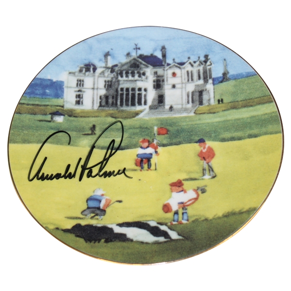 Arnold Palmer Signed 1995 Open Championship At St. Andrews Royal Mail Plate JSA ALOA