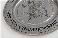 Palmer, Player, Trevino Signed 1990 PGA Championship At Shoal Creek Plate JSA ALOA