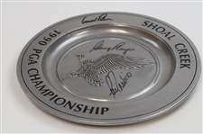Palmer, Player, Trevino Signed 1990 PGA Championship At Shoal Creek Plate JSA ALOA