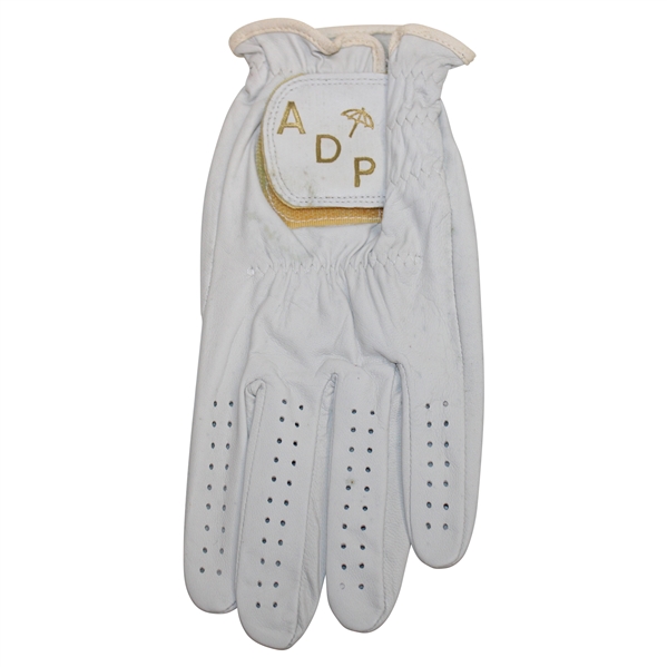 Classic Arnold Palmer ADP Left Handed White w/Gold Golf Glove in Excellent Condition