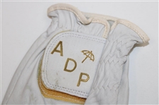 Classic Arnold Palmer 'ADP' Left Handed White w/Gold Golf Glove in Excellent Condition