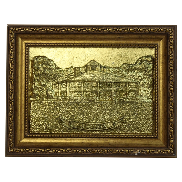 Augusta National Golf Club Clubhouse Gold Foil by Artist Bill Waugh - Framed