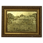 Augusta National Golf Club Clubhouse Gold Foil by Artist Bill Waugh - Framed