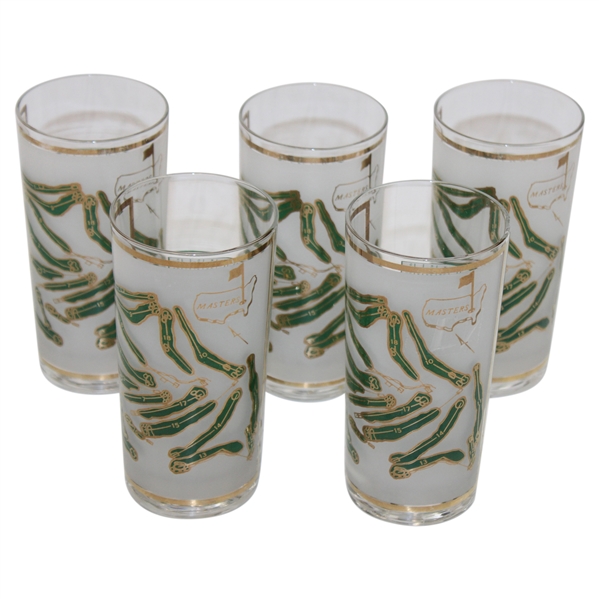 Five (5) Masters Tournament Course Map & Scorecard Drinking Glasses