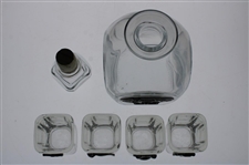 Vintage Golf Themed Pewter Overlay Decanter w/Four (4) Shot Glasses