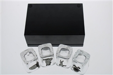 Four (4) Golf Themed Pewter Overlay Shot Glasses w/Box