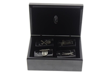 Four (4) Golf Themed Pewter Overlay Shot Glasses w/Box