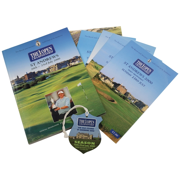 2000 Open Championship at St. Andrews Season Ticket, Programme & Five (5) Orders of Play