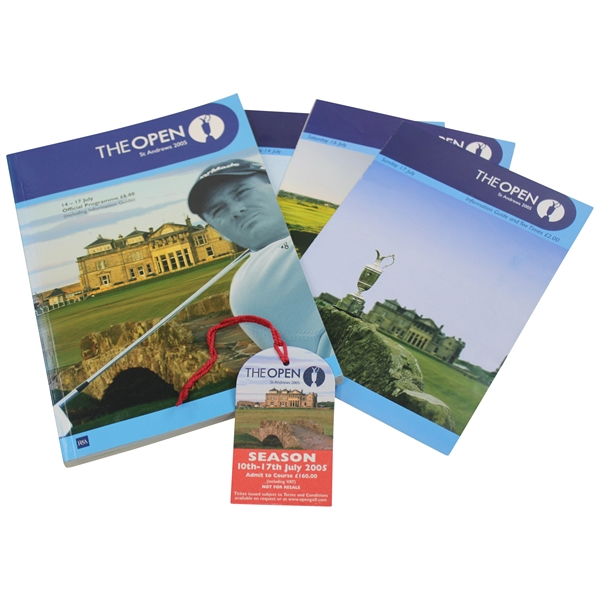 2005 Open Championship at St. Andrews Season Ticket, Programme & Three (3) Orders of Play