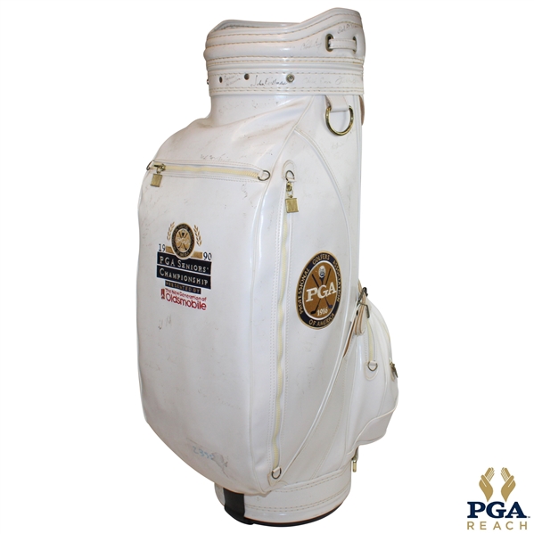 Palmer, Nicklaus, Player & other Stars Signed 1990 Senior PGA Championship at PGA National GC Golf Bag