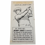 Original Bobby Jones 1958 Chicago Tribune This Day In Sports Opening of Augusta National 25th Anniv. Newspaper Illustration by Lenny Hollreiser