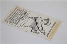 Original Bobby Jones 1958 Chicago Tribune 'This Day In Sports' Opening of Augusta National 25th Anniv. Newspaper Illustration by Lenny Hollreiser