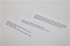 Three (3) Bobby Jones Atlanta History Center Post Cards