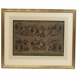 1907 Open Golf Champions by Artist Michael Brown Sepia Photogravure Incl. Vardon, Morris, Taylor, Braid - Framed