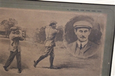1907 'Open Golf Champions' by Artist Michael Brown Sepia Photogravure Incl. Vardon, Morris, Taylor, Braid - Framed