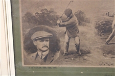1907 'Open Golf Champions' by Artist Michael Brown Sepia Photogravure Incl. Vardon, Morris, Taylor, Braid - Framed
