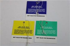 1998 Masters Tournament Monday, Tuesday & Wednesday Working Pass Badges (3) - Mark O'Meara Winner
