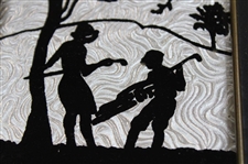 Lady Golfer with Caddy Silhouette Golf Scene - Framed