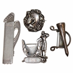 Sterling Silver Tee, Lady Golfer Pin, Golf Bag w/Clubs & Lady Golfer Medallion