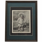 c.1905 'Mamma's Caddie' Young Golfer Caddie with Bag & Clubs Print - Framed