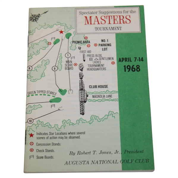 1968 Masters Tournament Spectator Guide - Bob Goalby Winner