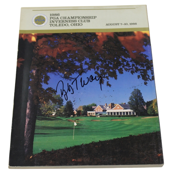 Bob Tway Signed 1986 PGA Championship at Inverness Program JSA ALOA