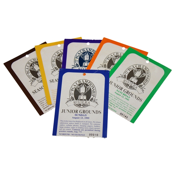 1995 PGA Championship at Riviera Junior/Season Grounds Ticket Set - Elkington Win