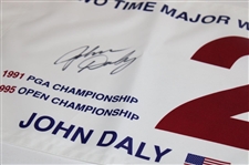 John Daly Signed 2 Time Major Winner Flag - Daly Collection JSA ALOA