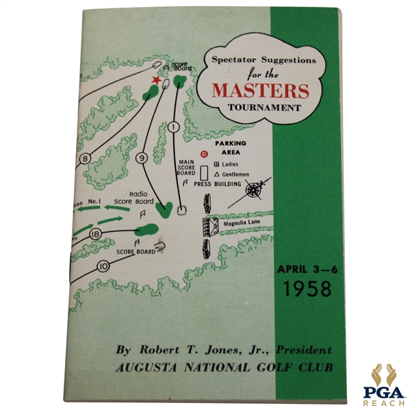 1958 Masters Tournament Spectator Guide - Arnold Palmer Winner