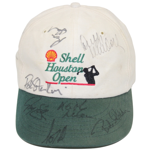 Mickelson & Seven Others Signed Shell Houston Open Hat JSA ALOA