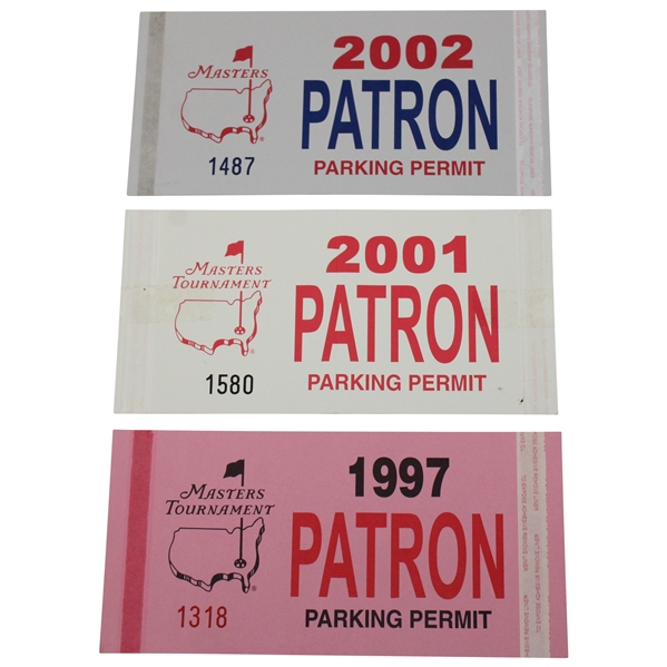 1997, 2001 & 2002 Masters Tournament Patron Parking Permits - Tiger Wins