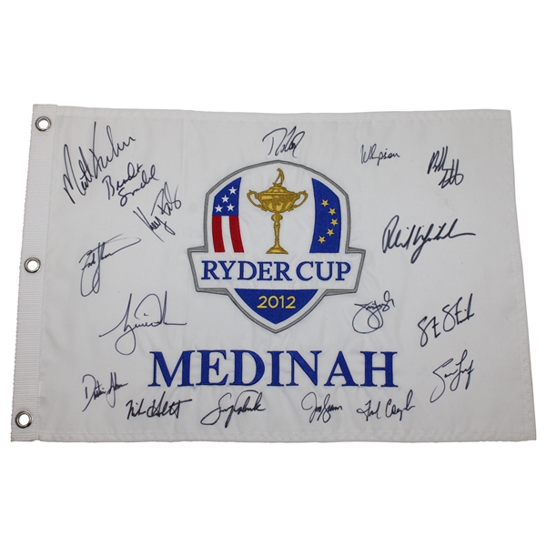 American Team And Captains Signed 2012 Ryder Cup At Medinah Flag JSA ALOA