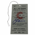 Jack Nicklaus Signed 1980 US Open at Baltusrol June 10th Practice Day Ticket #06469 JSA ALOA